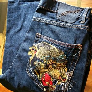 Mens Ed Hardy Denim Jeans 36x34